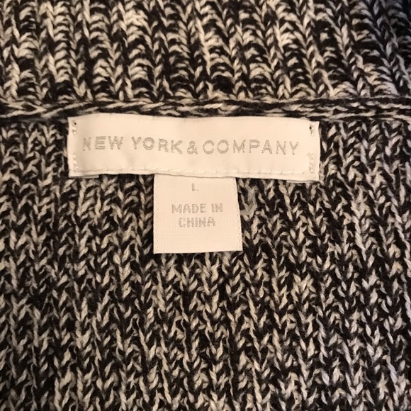 New York Company Knit Jacket Womens Size Large Black White Sweater Jacket - Picture 6 of 9